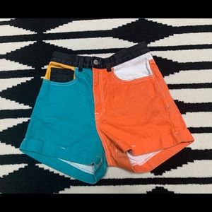 American Apparel Colorblock High Waisted Shorts